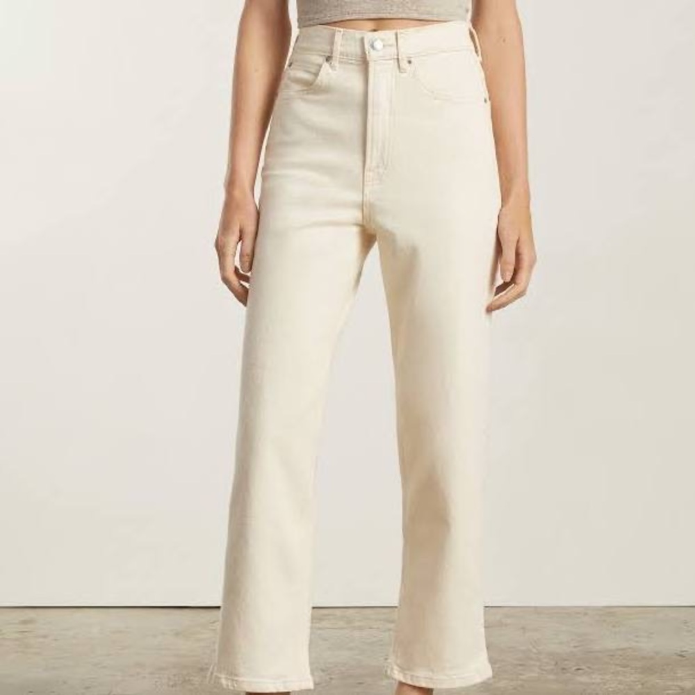 Zara Cream/White Jeans w Brown Stitching